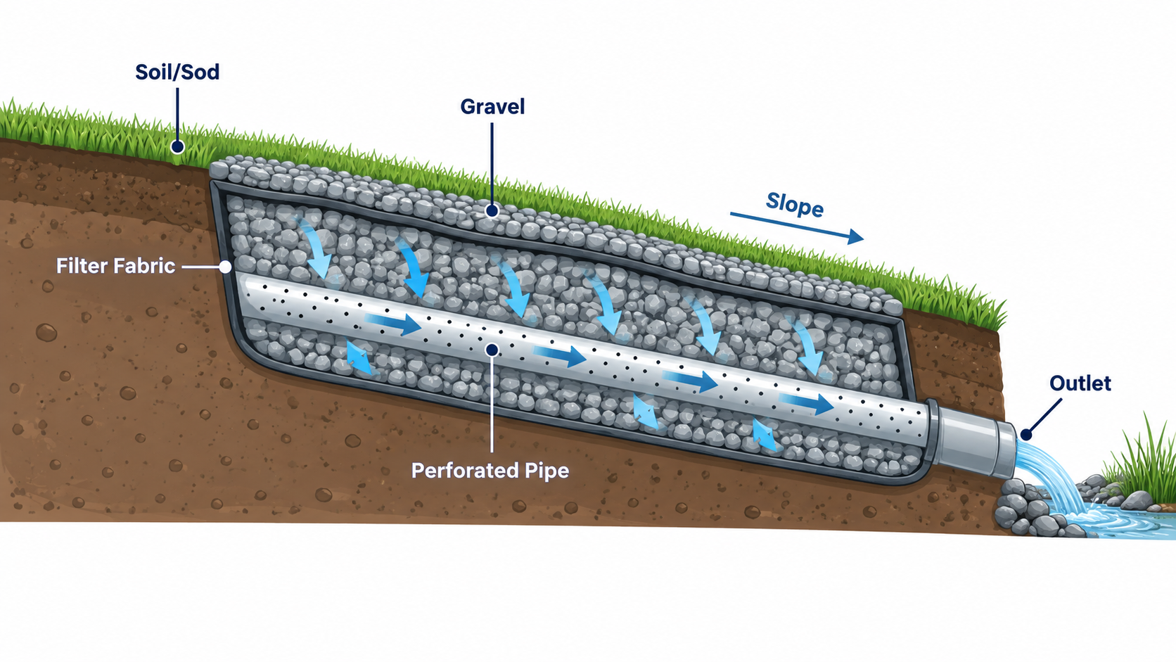 what does a french drain look like